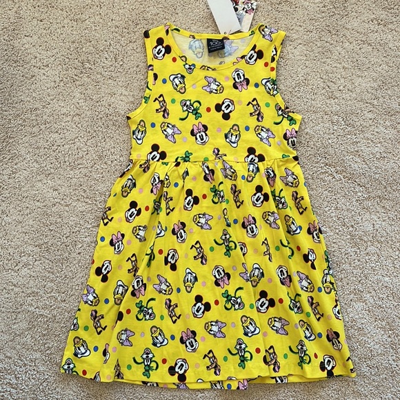 NEW Disney 100 Characters Cotton Dress with Polka Dots Size 7/8 - 128cm - Picture 1 of 2